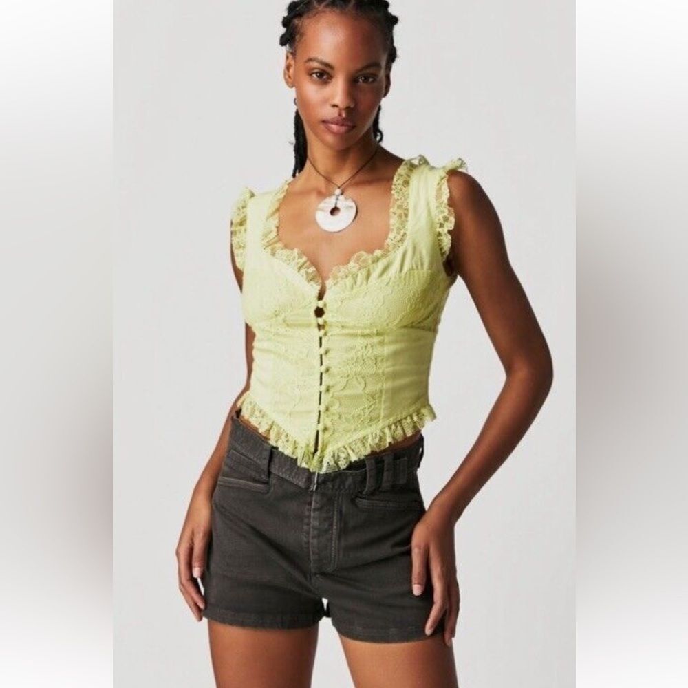 Free People Wildest Dreams Lace Ruffles Cute Corset Top size Small